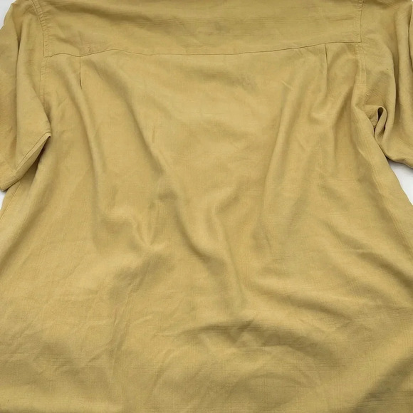 Calypso Joe Men's Large Yellow Silk Short Sleeve Shirt Hawaiian Casual Comfy - Picture 4 of 6